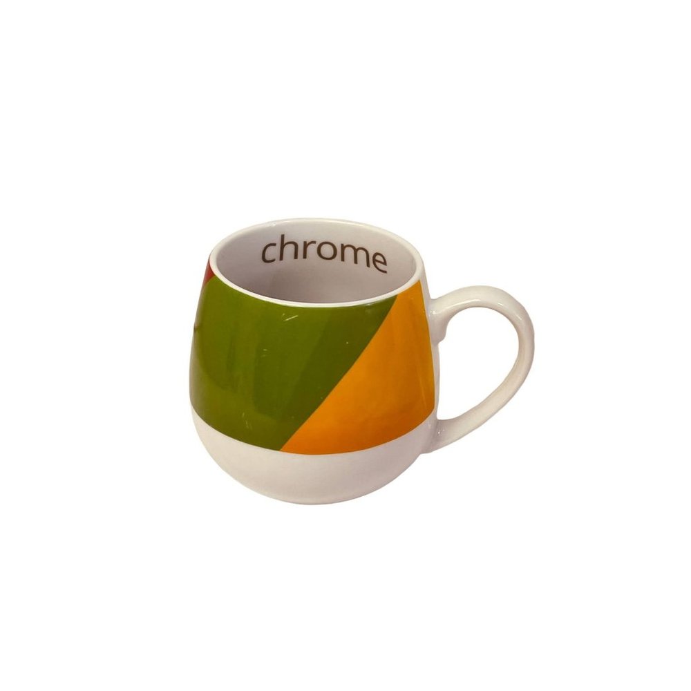 Collectible Coffee Mug Cup Rounded Chrome‎ Lettering inside Multi Colorblock
